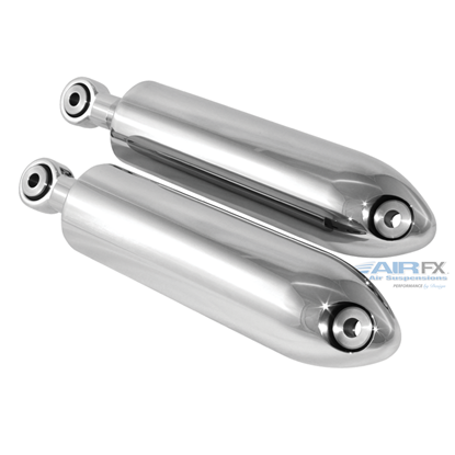 Rear bullet shock pair, chrome finish. Fits 2006-2017 Harley V-Rod